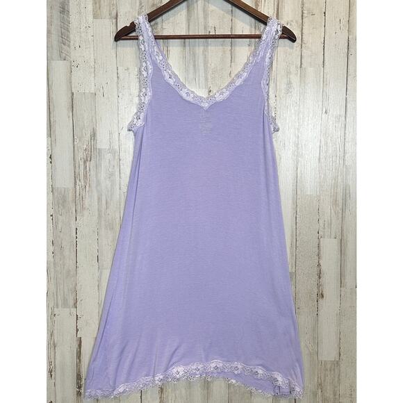 Slip Dress Chemise Medium Lilac Light Purple Babydoll Lace Edge Flowy Hem - Picture 1 of 6